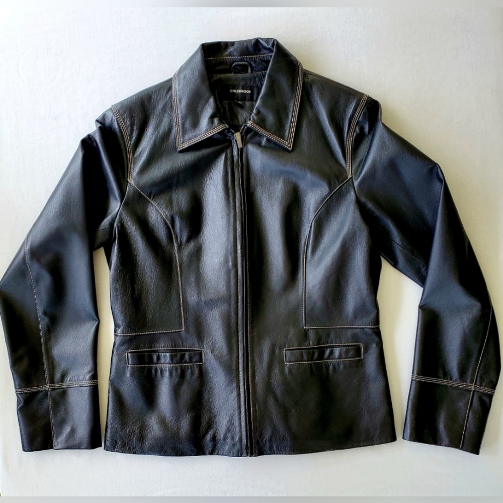 Colebrook Classics Black Leather Jacket, Women's size Medium